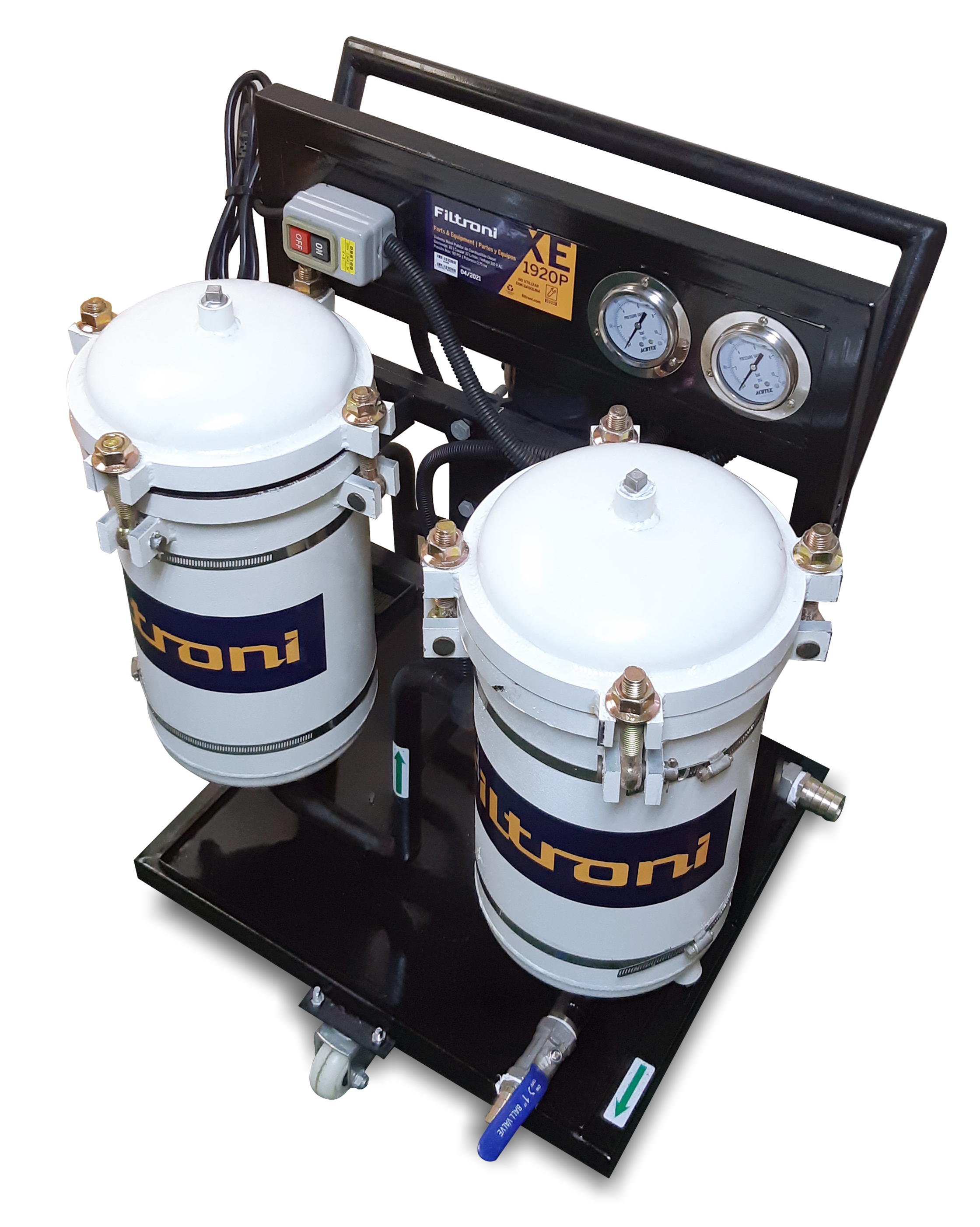 XE1920P FILTRONI Sistema Pulidor Portatil 1920 LPH para Combustible Diesel, Lubricantes o Fluidos Hidráulicos  110V AC 10micrones
