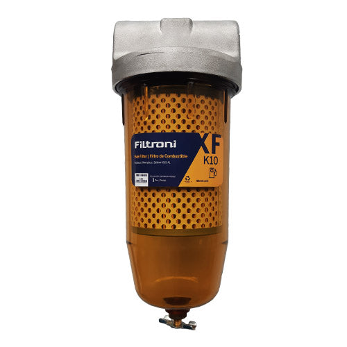 XF10A FILTRONI PortaFiltro con Drenaje para Tanques de Combustible con descarga por gravedad. Incluye Elemento 25mic Reemplaza Baldwin B10-AL Wix 24380